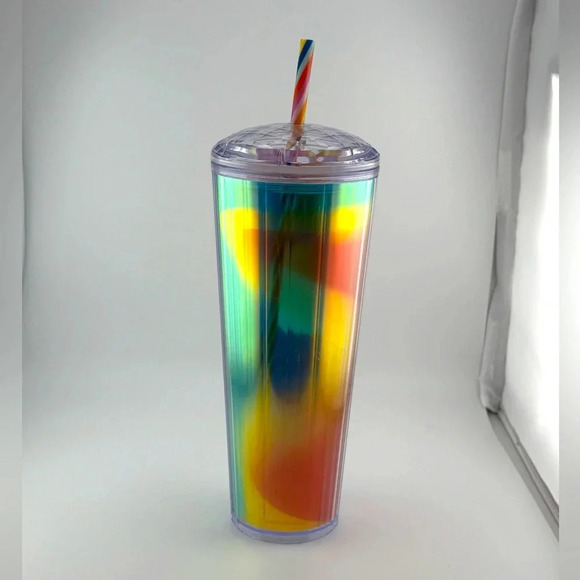 2021 STARBUCKS 24 Oz. Acrylic VENTI Cold Cup Tumbler RAINBOW KALEIDOSCOPE - Picture 2 of 9